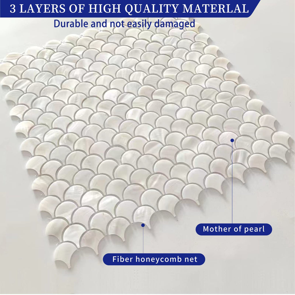 White Fish Scale Mother of Pearl Backsplash Tile 12x12 Inch 10 Sheets