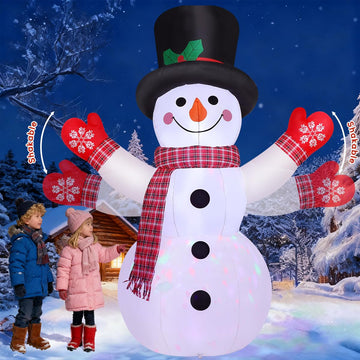 8 FT Christmas Inflatables Outdoor Decorations Inflatable Snowman Shaking Hand Blow ups with Built-in LEDs for Yard