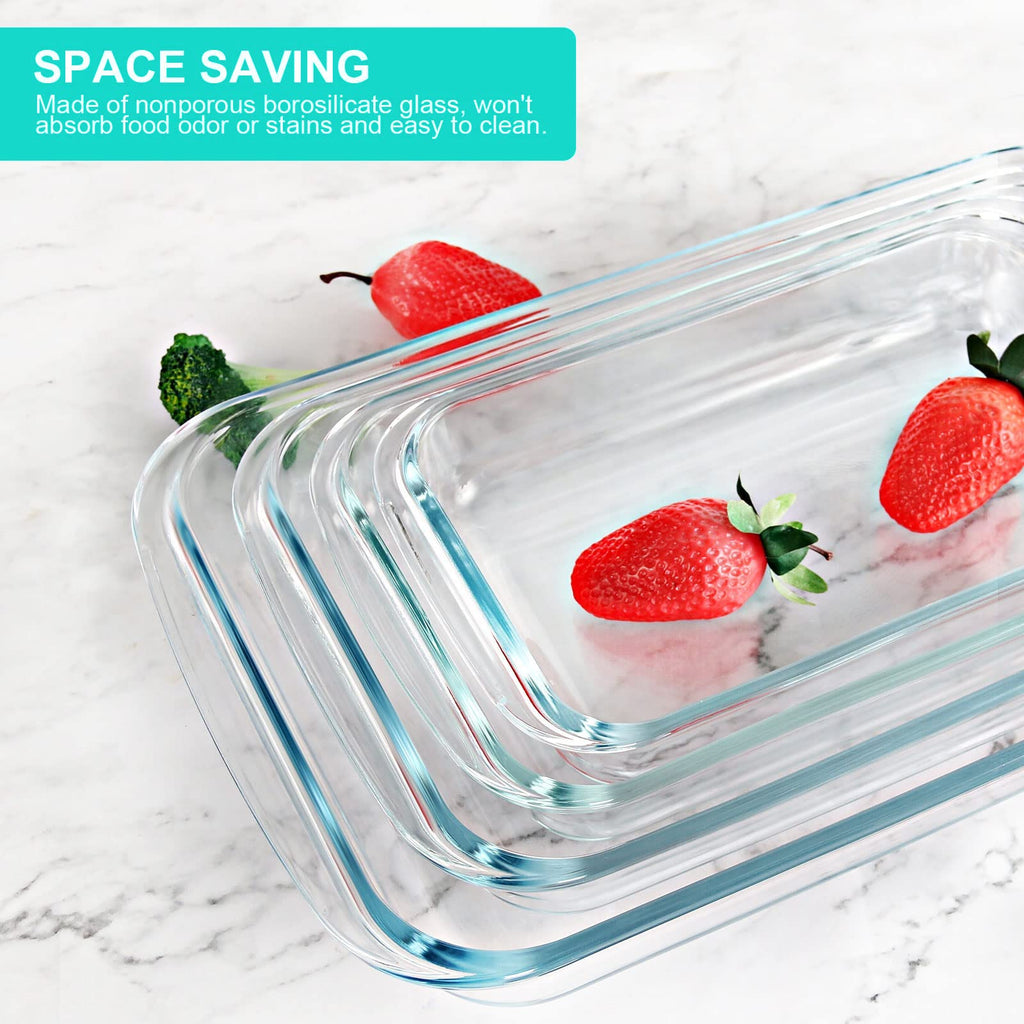 8 Pieces Glass Baking Dish with Lids, Green