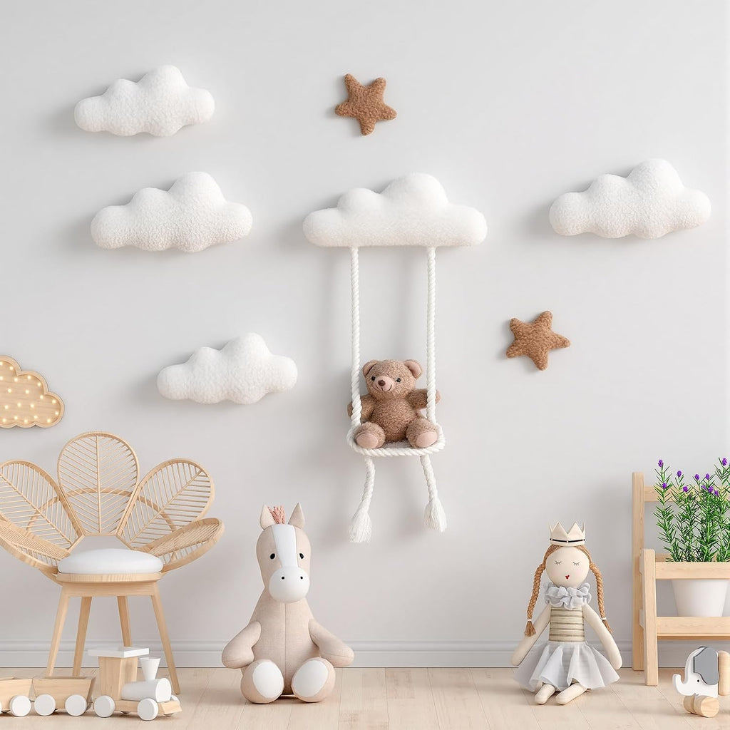 7 Pcs Teddy Bear Nursery Wall Decor Swing Bear Nursery Wall Art