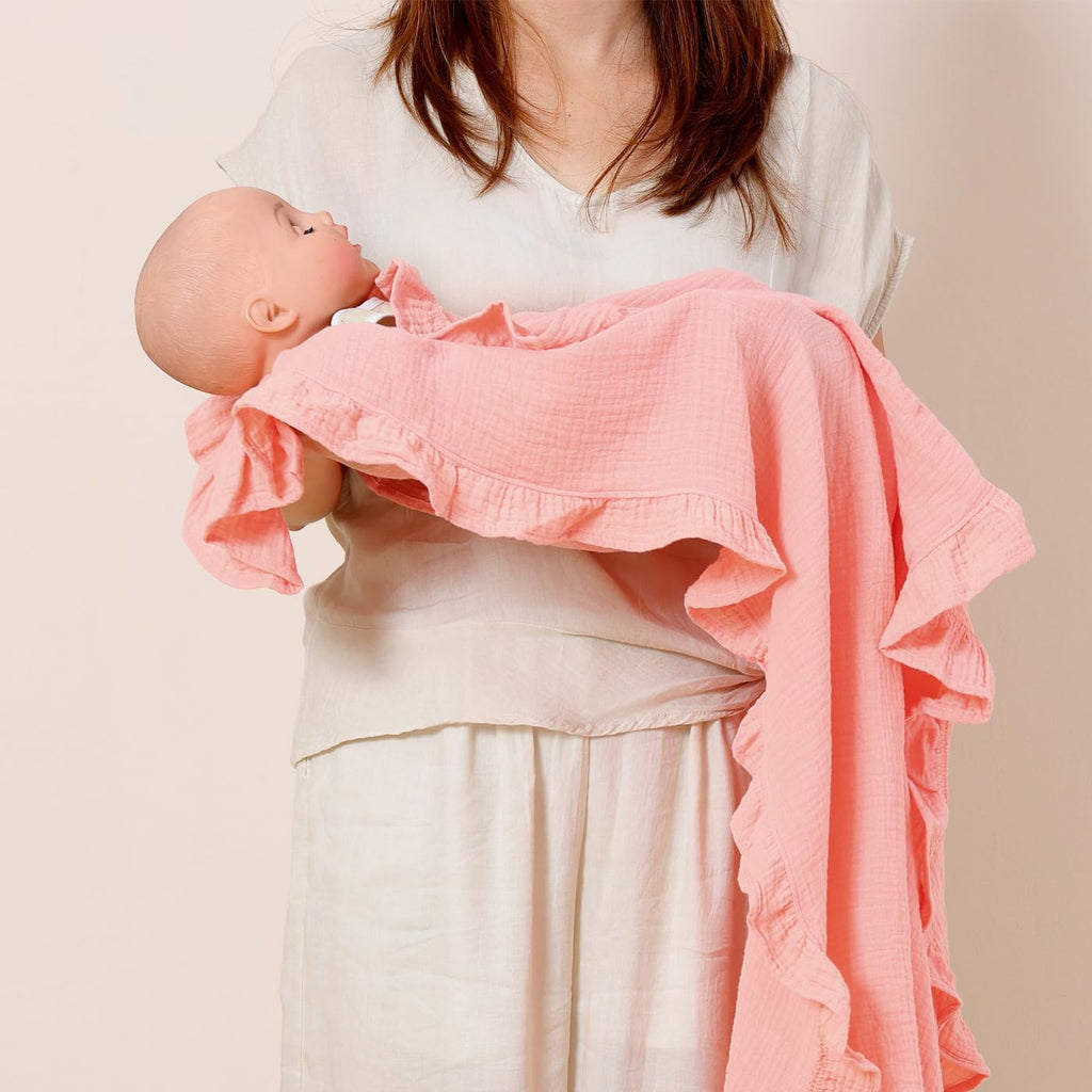 Muslin Baby Blankets 43.3x43.3 Soft Unisex Swaddle Blanket (White)