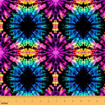 Tie Dye Fabric By The Yard, Boho Rainbow Swirls Upholstery Fabric, Trippy