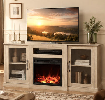 For 65 in TVs, Media Console with Storage, Greige