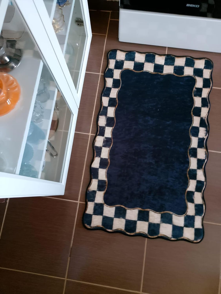 Kitchen Checkerboard 2x3 Rug Non Slip Black Checkered Mat -1