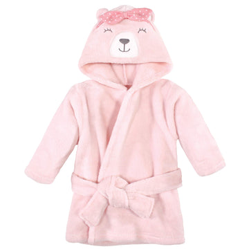Unisex Baby Plush Animal Face Bathrobe, Bear Girl, 0-9 Months