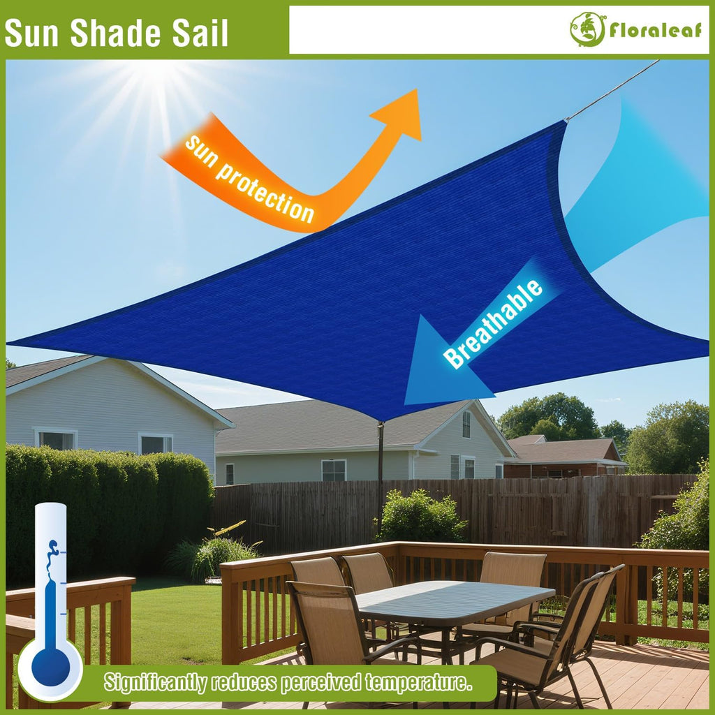 Sun Shade Sail 10' x 12' Rectangle Canopy UV Block Sunshade Permeable Sunlight Shelter Backyard Lawn Garden Outdoor