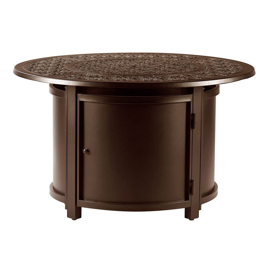 44 in. x 44 in. Aluminum Propane Fire Pit Table with Glass Beads, Two Covers, Lid, 57, 000 BTUs in Brown Finish