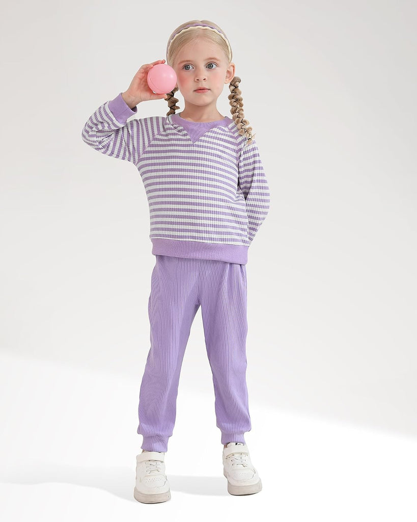 Toddler Baby Girl Clothes Cute Striped Sweatshirt Tops and Pants Set