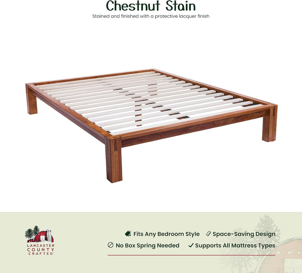 Kumi Bed, Japanese Joinery, Chestnut, Tool-Free Assembly