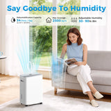 2500 sq.ft Dehumidifier for Home and Basement,Max 34 Pints Dehumidifier with Drain Hose,Ultra Quiet with Auto Defrost