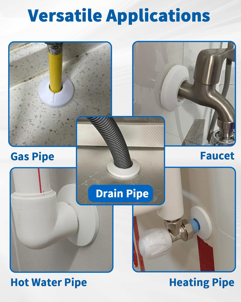 9 PCS Fit 3/4 Inch Flange Water Pipe Cover Decoration 20mm(3/4"), 3/4" Escutcheon Plate, Plastic PP White Snap-On
