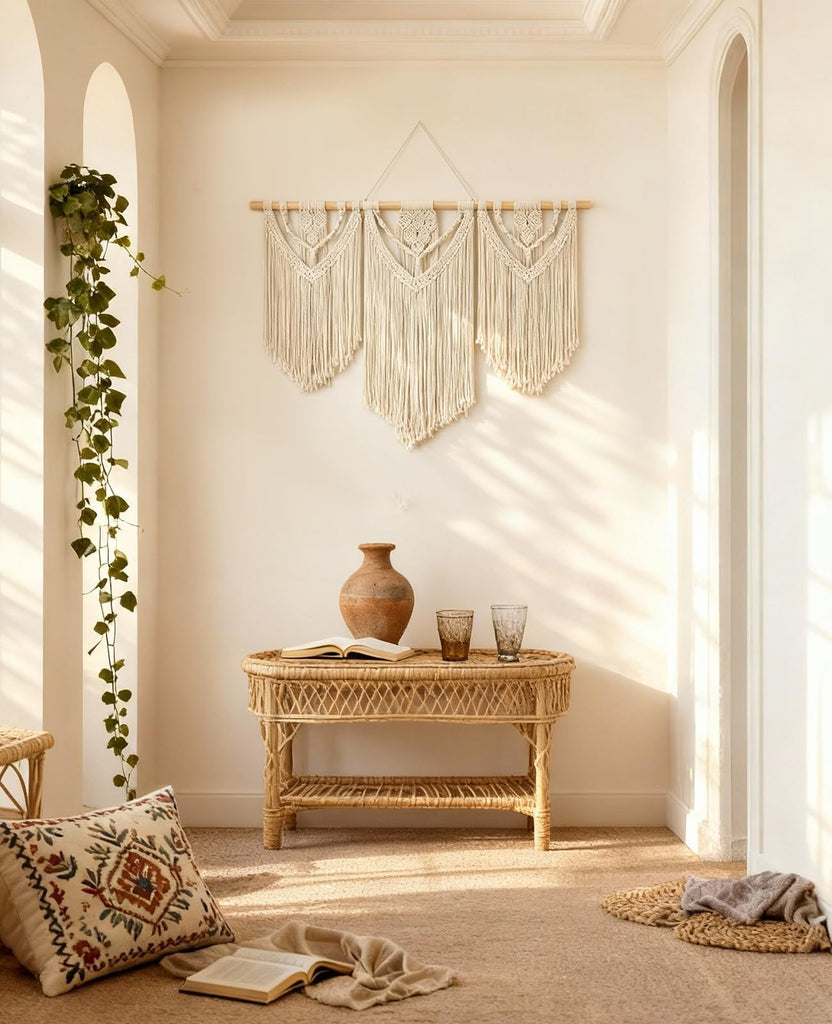 Macrame Wall Hanging, 43"x32" Boho Wall Tapestry, Large Wall Art, Gallery, Office (Weave)