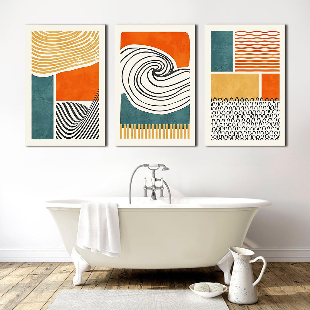 Boho Wall Art Mid Century Modern Wall Decor Abstract Color Block Geometric Canvas Prints Paintings Colorful Simple