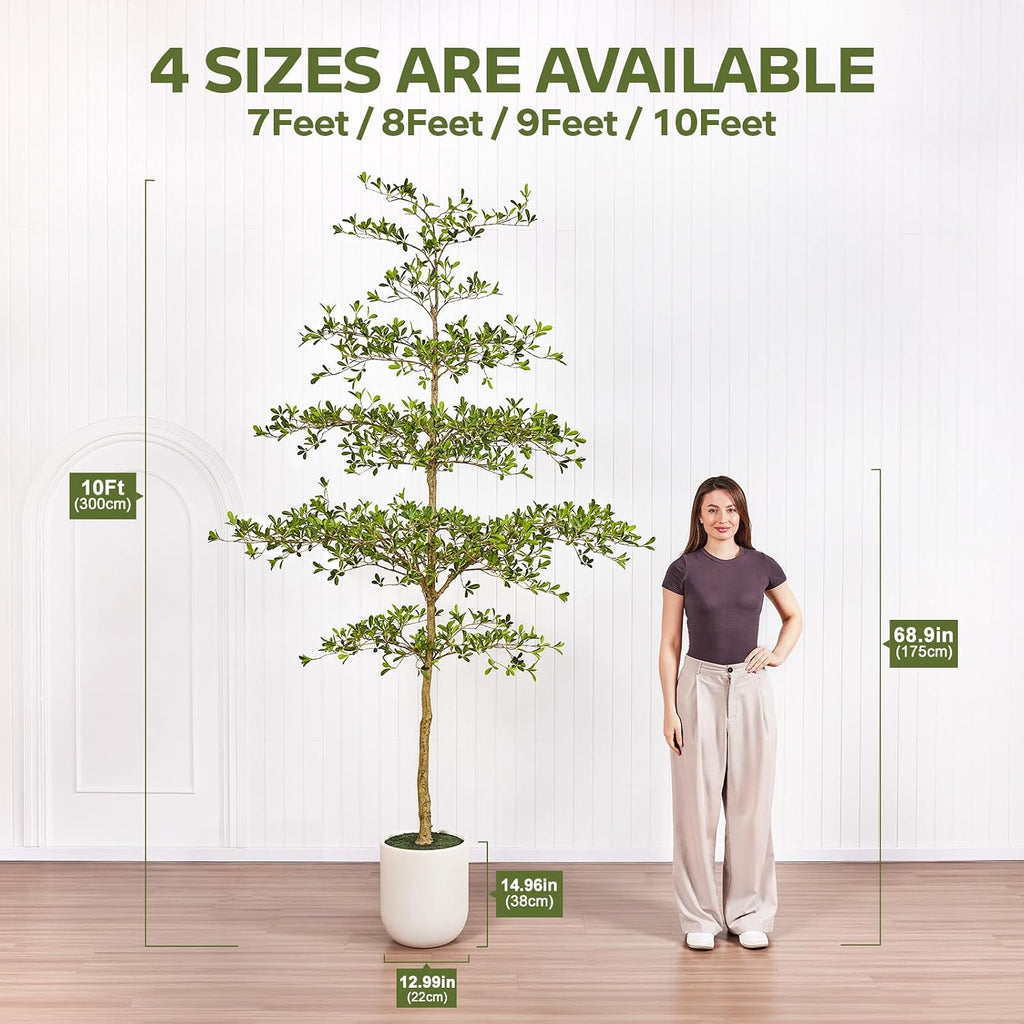 10ft Artificial Black Olive Tree with White Planter