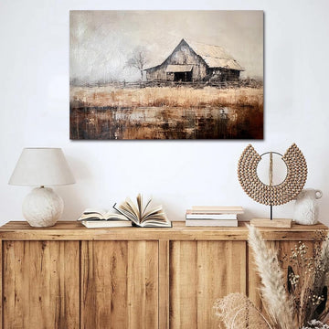 Rustic Canvas Wall Art Textured Painting Vintage Farmhouse Wall Decor Pictures 36 x 24 Inch