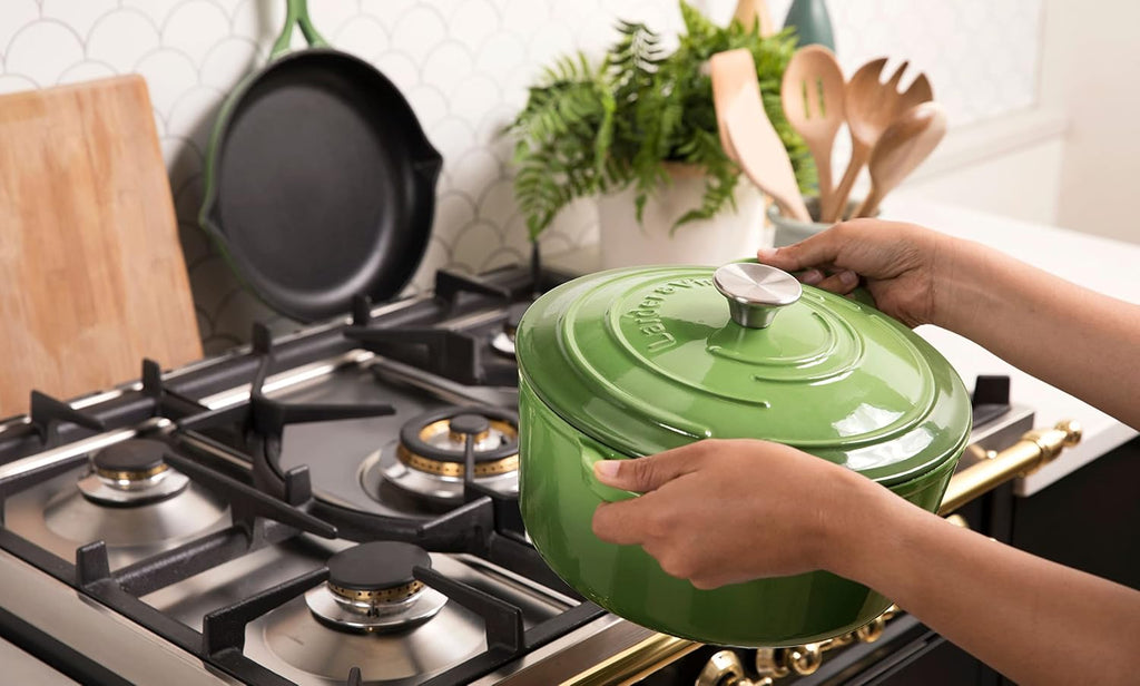 5-Piece Enameled Cast Iron Cookware Set - Includes 5.7 Quart Dutch Oven with Lid, 10.25 Inch Skillet, 2.2 Quart