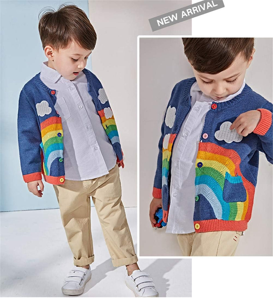 Toddler Sweaters Knitted Cardigan for Boys Girls 1-7 Years Rainbow