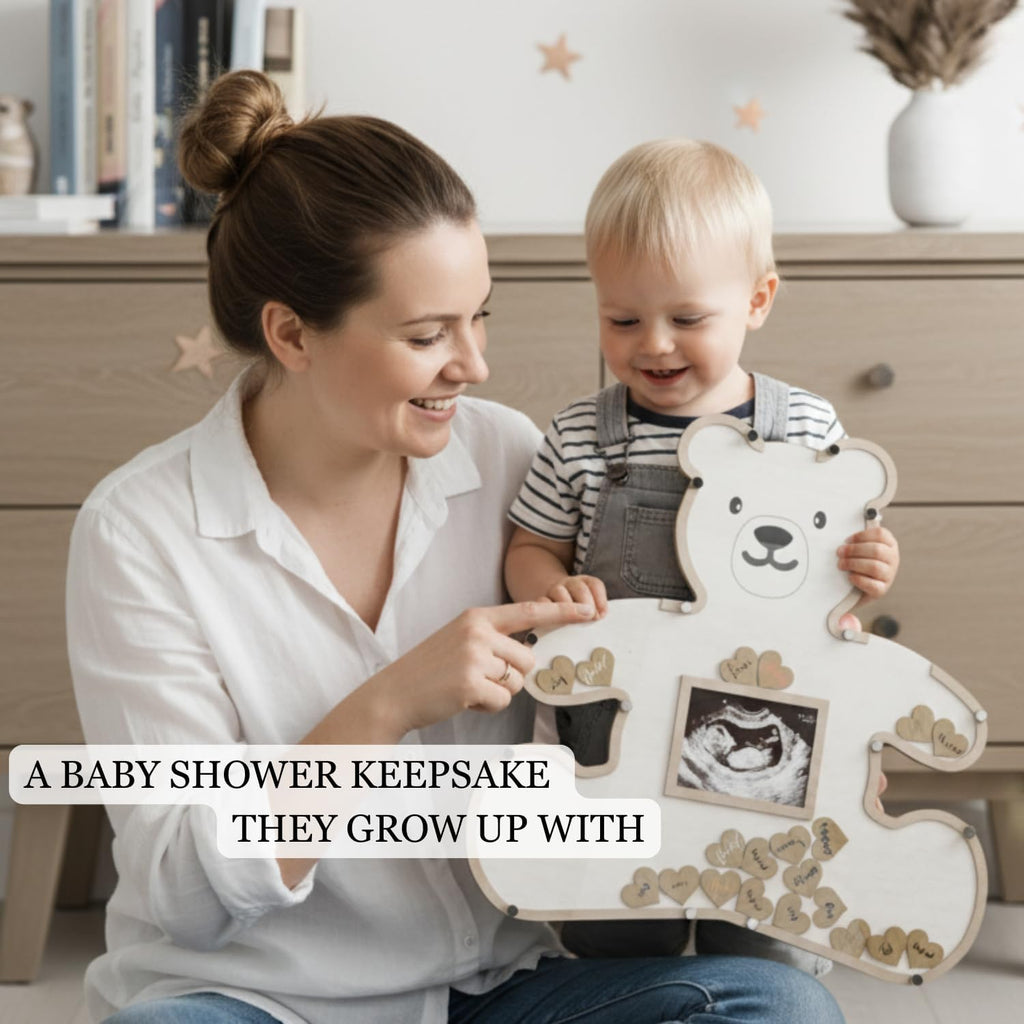 Baby Memory Keepsake Frame Guestbook - Luxury Baby Shower & First Birthday Guest Book Alternative - Preserve Wishes