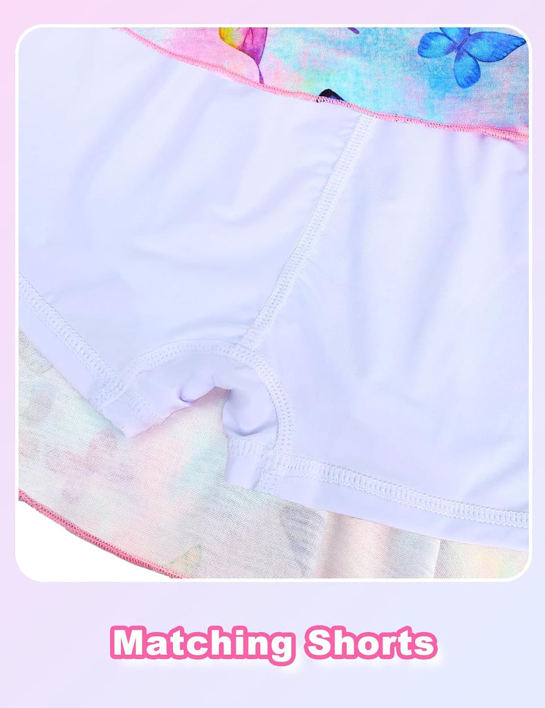 Girls Skorts Stretchy Cheer Skirts for Girls with Built-in Shorts