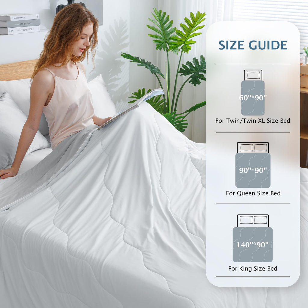Cooling Comforter Queen Size Cool Blanket for Hot Sleepers (Grey)