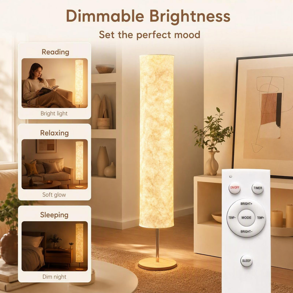 Remote Control Fabric Floor Lamp, Dimmable 3 Color Temperatures