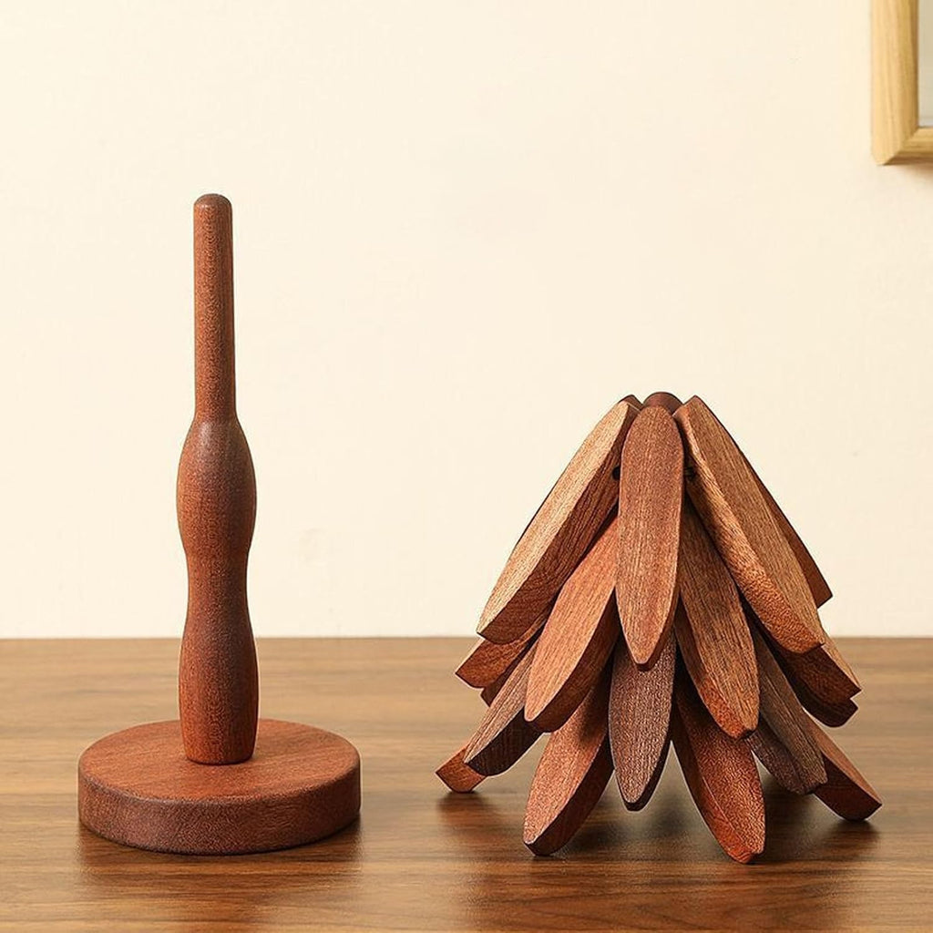 Tree Trivet Set, Natural Tree Trivet Set, Wooden TrivetTree, Naturaltreetrivetset - 4 Wooden Trivets, Foldable Trees - Set of 4