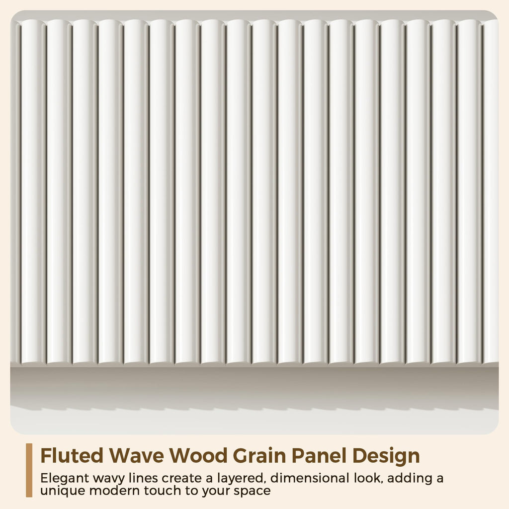 6 Drawer Fluted Dresser, Modern Chest of Drawers with Hidden Handles, Wood Storage Organizer Cabinet, White (15.7" D
