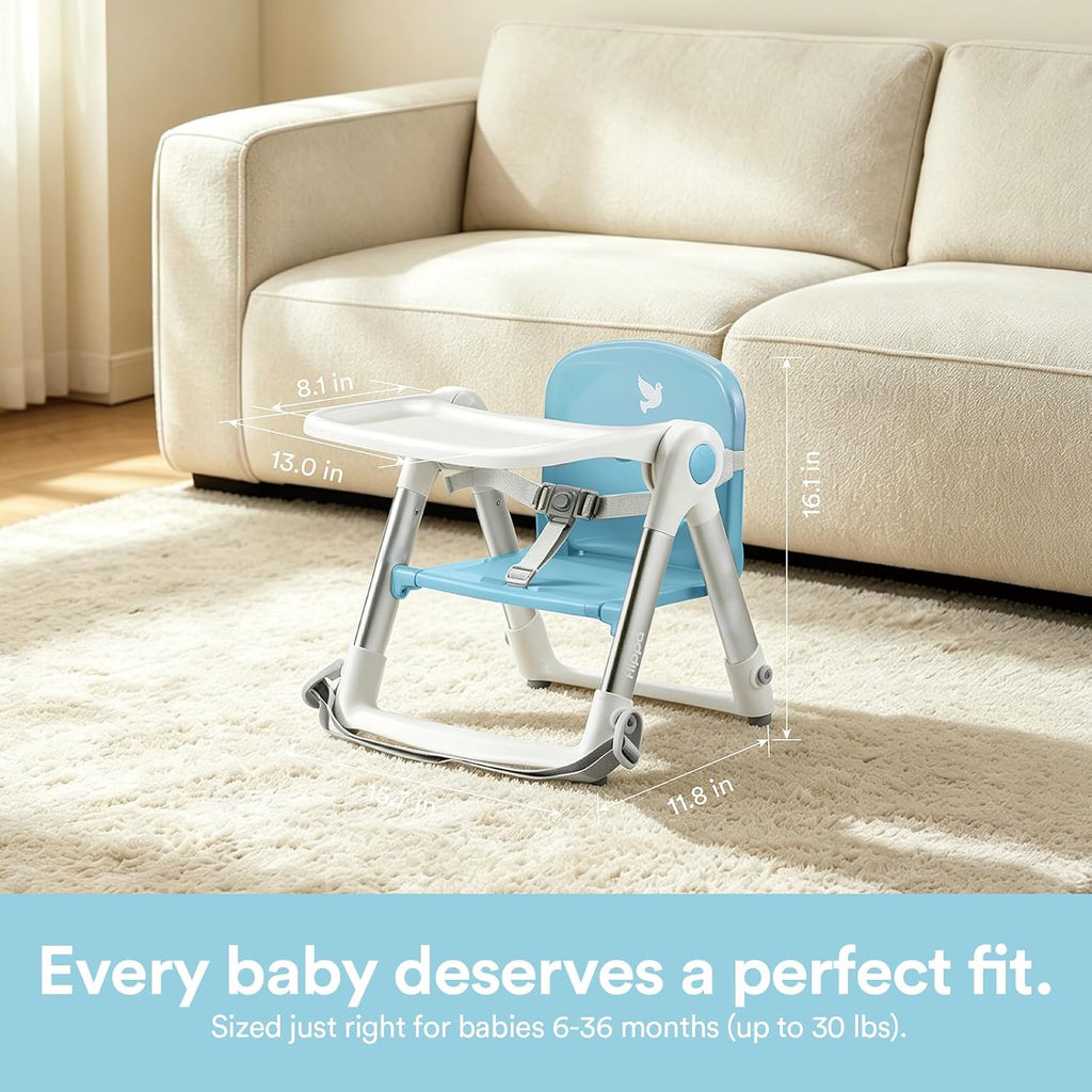 3-in-1 Toddler Booster Seat Chair & Dining Table with Removable Tray and Safety Straps, Portable& Foldable Babies