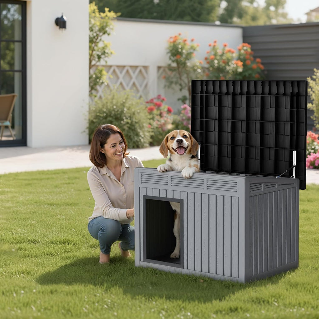 Dog House Indoor Outdoor, Waterproof Dog House for Small to Medium Dogs, Easy to Assemble and Clean, Doghouse with Air