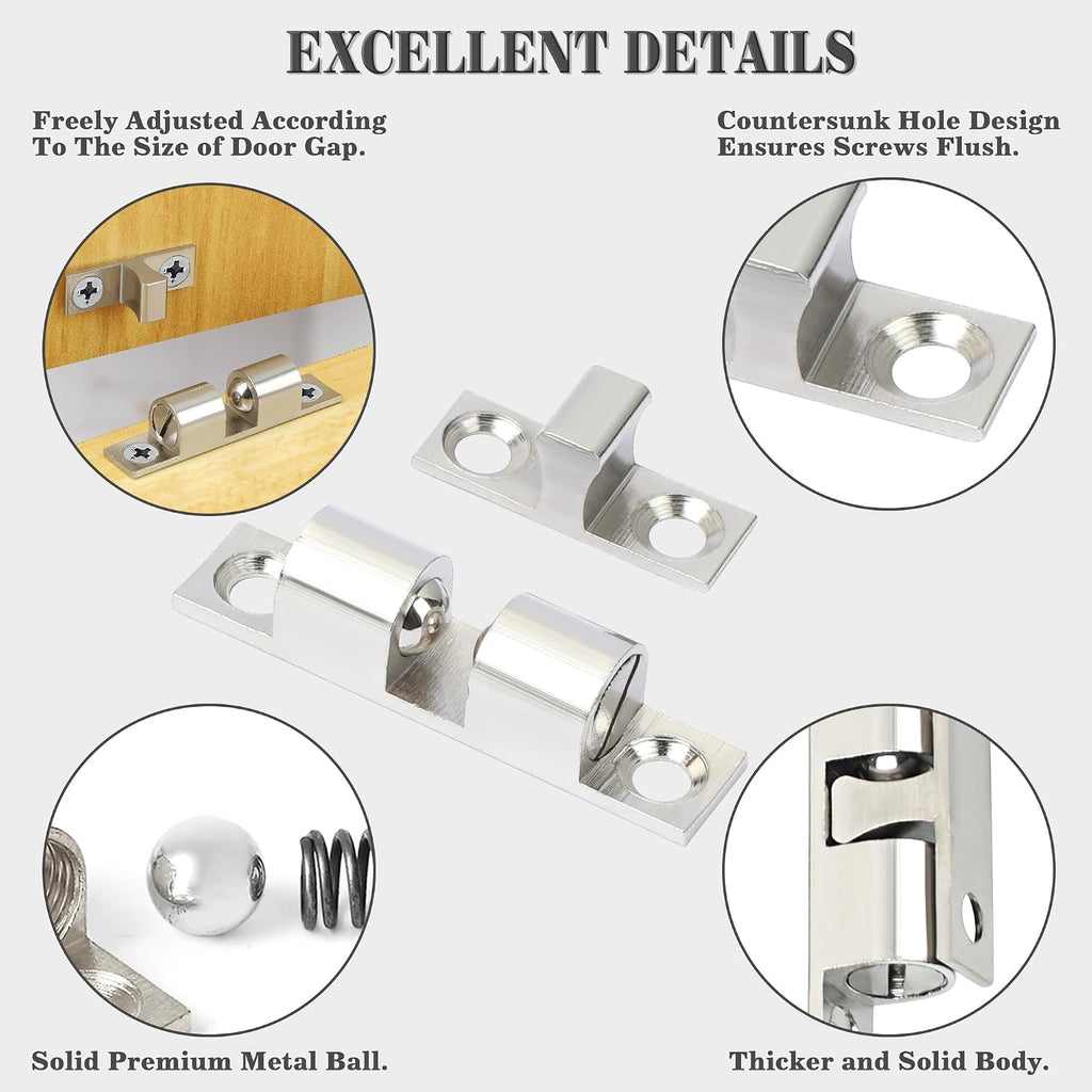 Double Roller Catch Cabinet Latches,Adjustable Double Ball Tension Roller Catch Latch Brass Cabinet Door Latch,67mm