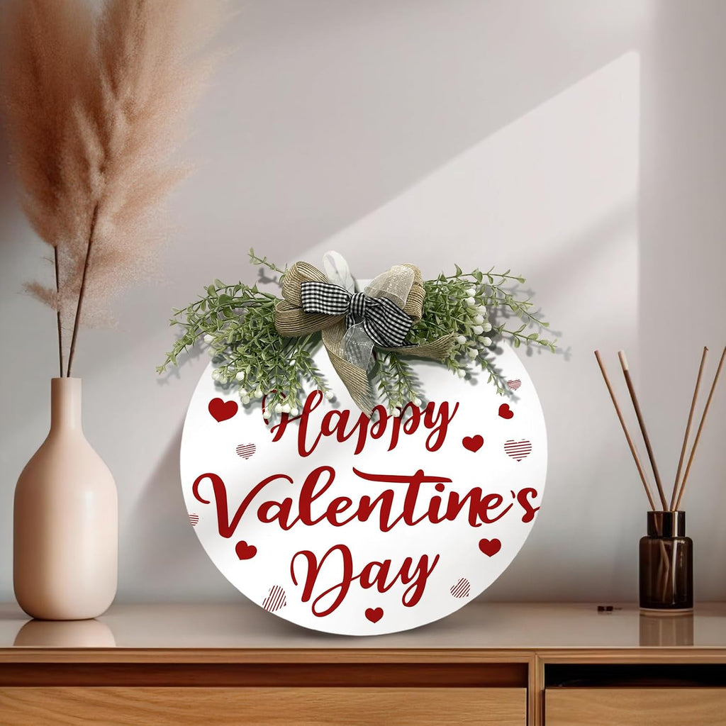 Valentine's Day Door Wreath for Front Door Valentines Holiday Door Sign Heart Love Porch Hanging Decoration