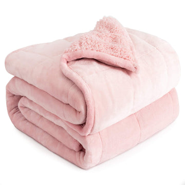 Fleece Weighted Blanket 15lbs for Adults Twin Size 48x72in Soft
