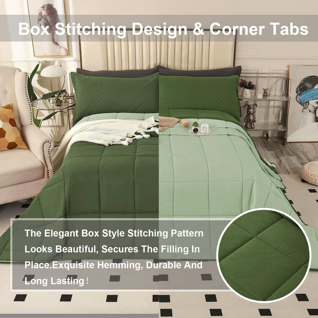 Oversized King Plus Comforter, 128x120 Extra Large King Size Quilts 3 Pieces, Lightweight Reversible All Season Down
