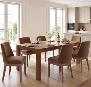 Upholstered Dining Chairs Set of 6, Farmhouse Kitchen Chair, Cognac