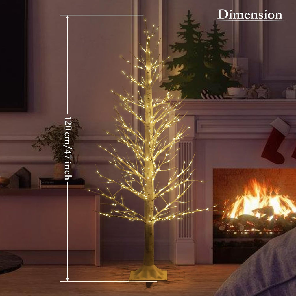 4ft Lighted Christmas Birch Tree with 650 Warm White LED Lights