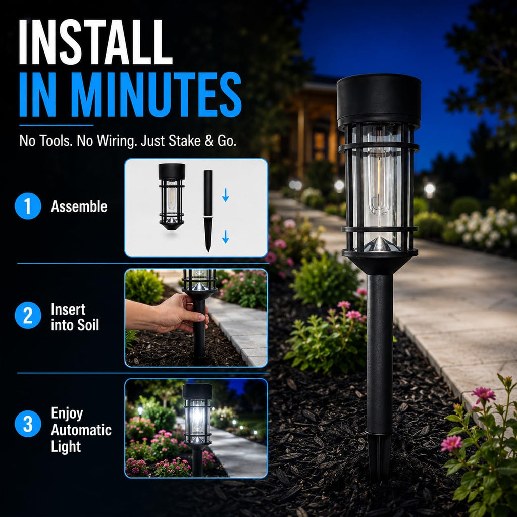 Solar Pathway Lights Outdoor 8 Pack Waterproof Solar Lights for Garden