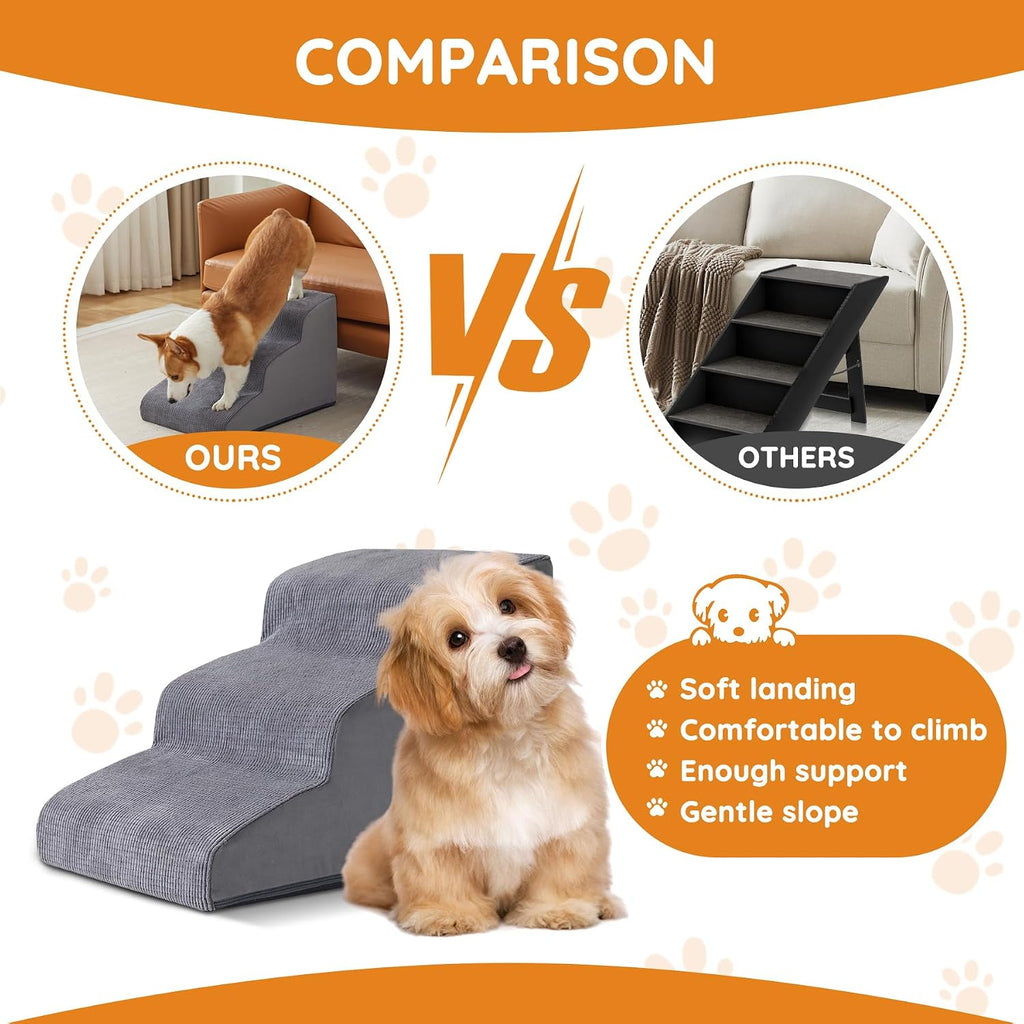 Dog Stairs for Small Dogs 11.8" H, Dog Ramp for Bed, 2-Step, Grey