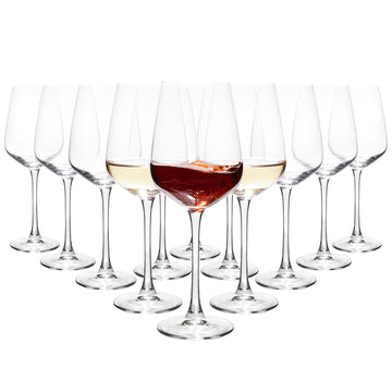 Crystal Red Wine Glasses Set of 12, 15.5oz Elegant Long Stem Wine Glasses