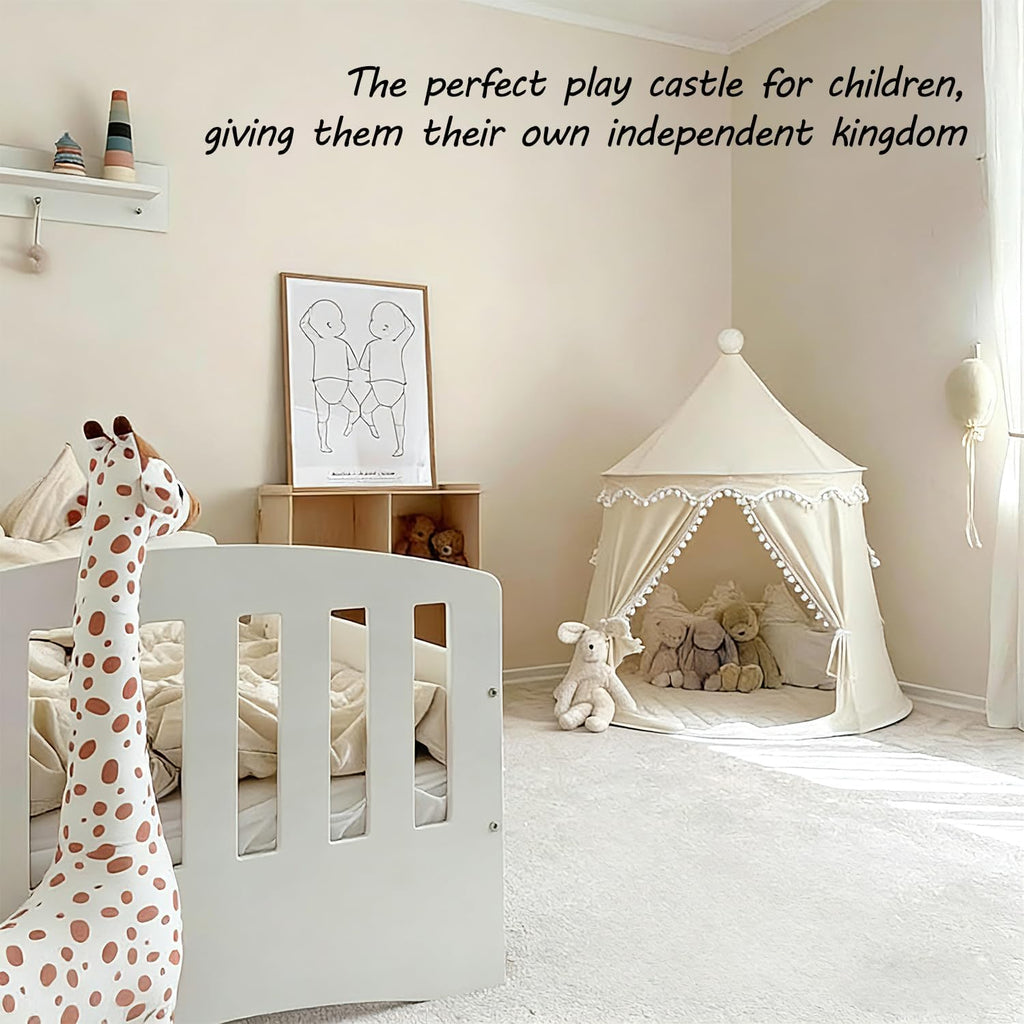 Kids Play Tent - Breathable Cotton & Hemp Teepee Tent for Boys & Girls, Sturdy Children's Play Tent with Star
