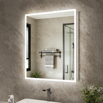 Lighted Medicine Cabinet with Mirror 24x32 in, LED Medicine Cabinet Mirror with 3-Colors Dimmable Light, Defog