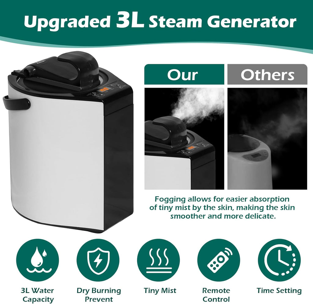 Portable Steam Sauna Box for Home,Personal Indoor Sauna Tent with 3L Steamer, 9-Level Steam, UV Atomization & Timer