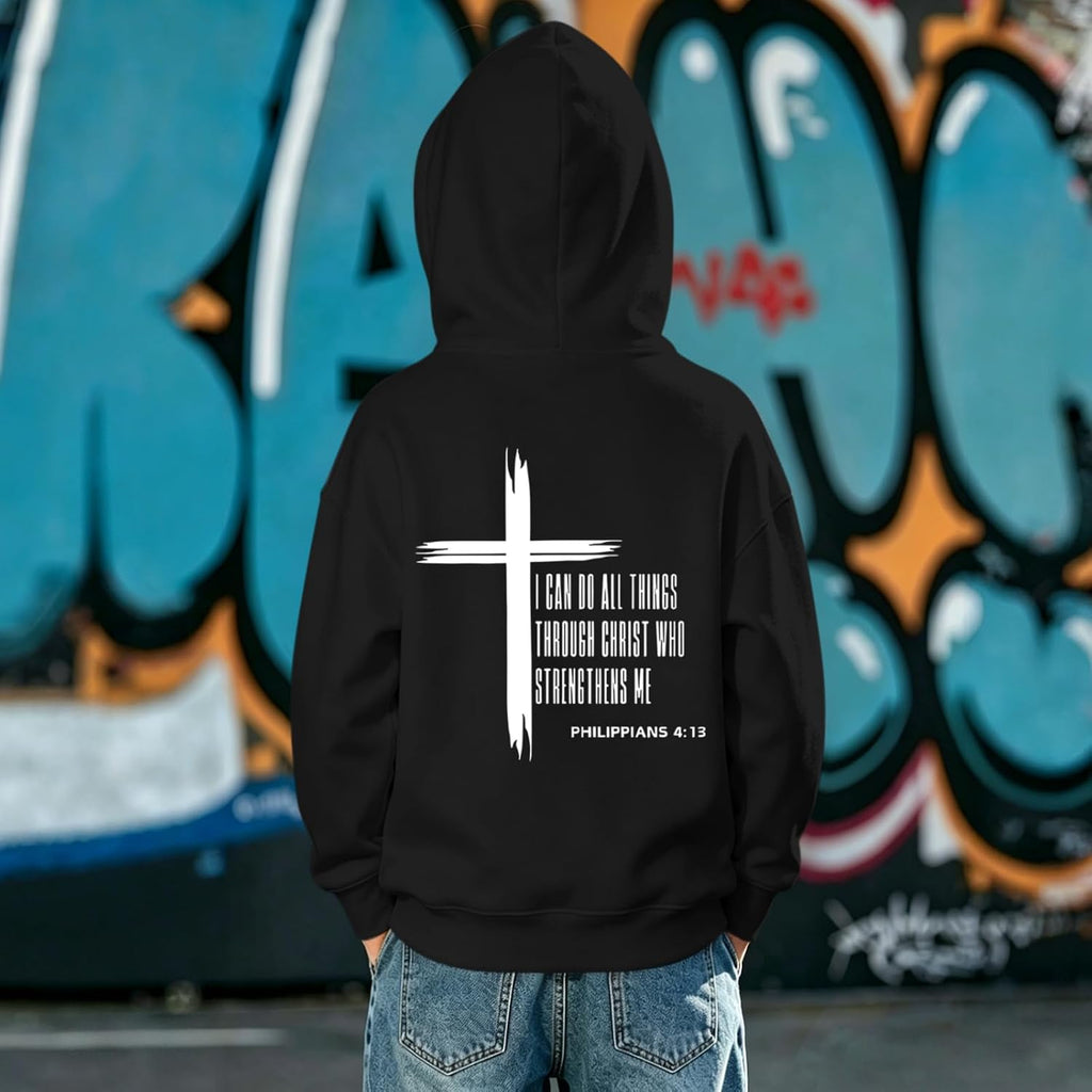 Christian Graphic Hoodies For Boys Cross Sweatshirt Jesus Hoodie Kids Verse Bible Faith Religious God Cotton Pullover