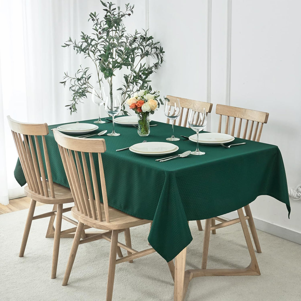 Rectangle Tablecloth Weaved Design Water Resistant Wrinkle Free Spill-Proof Soft Table Cloth Decoration, Banquet