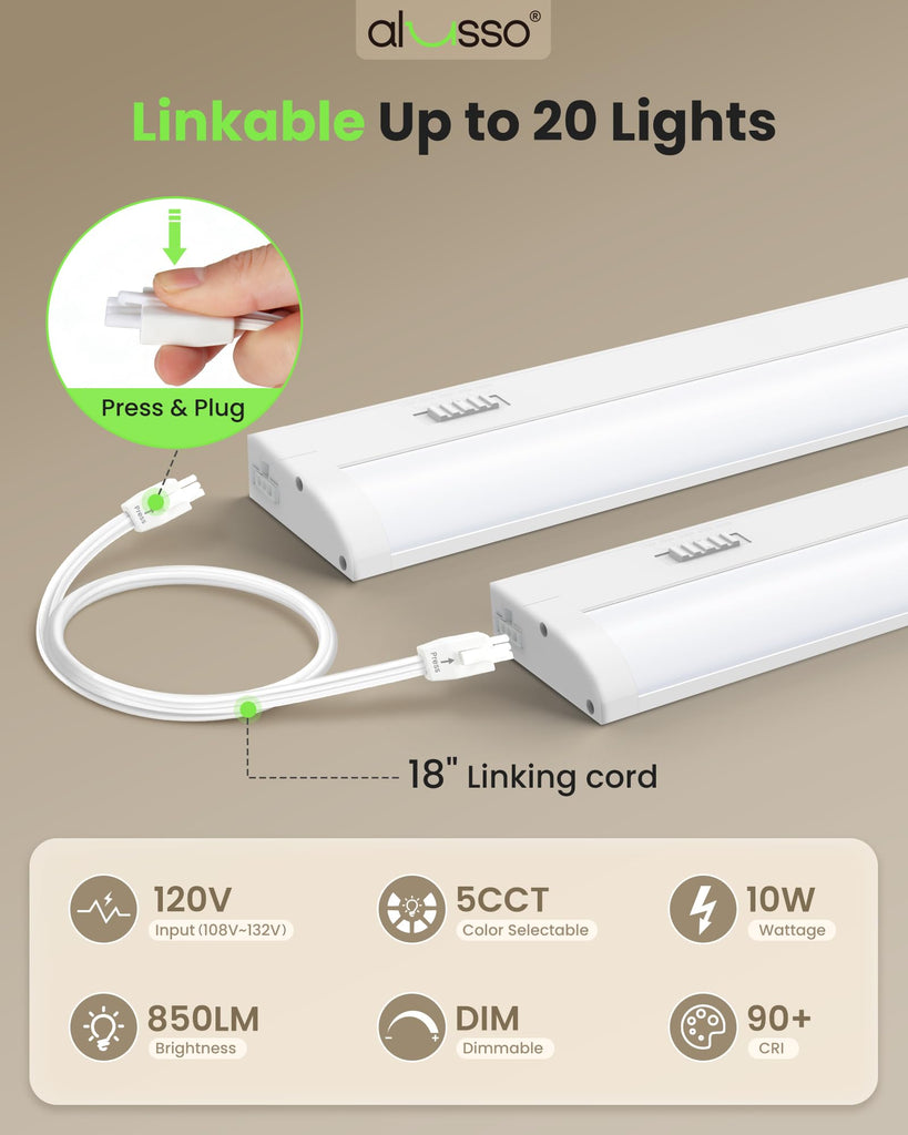 Hardwired 120V Under Cabinet Lighting 18 Inch Counter Kitchen Closet