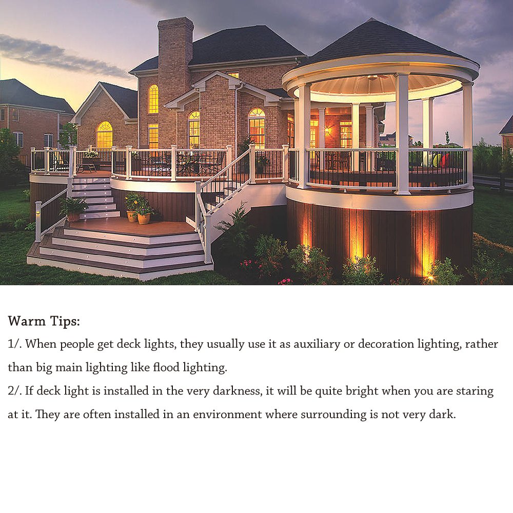 LED Deck Lights Kit 12V Low Voltage Waterproof IP67 Warm White Recessed Deck Lighting In Ground Light for Step Stair