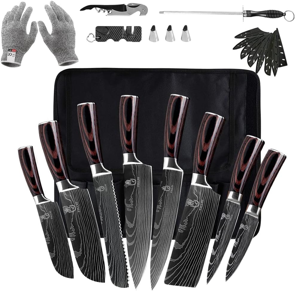 Knife Set, 14pcs Japanese Knives Set, Premium German Stainless Steel chef Knife Set