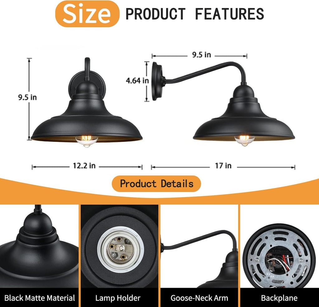 3 Pack Wall Lights Wall Mount for House Farmhouse Outdoor Wall Sconce Classic Barn Lights Outdoor & Indoor, 12" A123-B0B3WMSZQ3