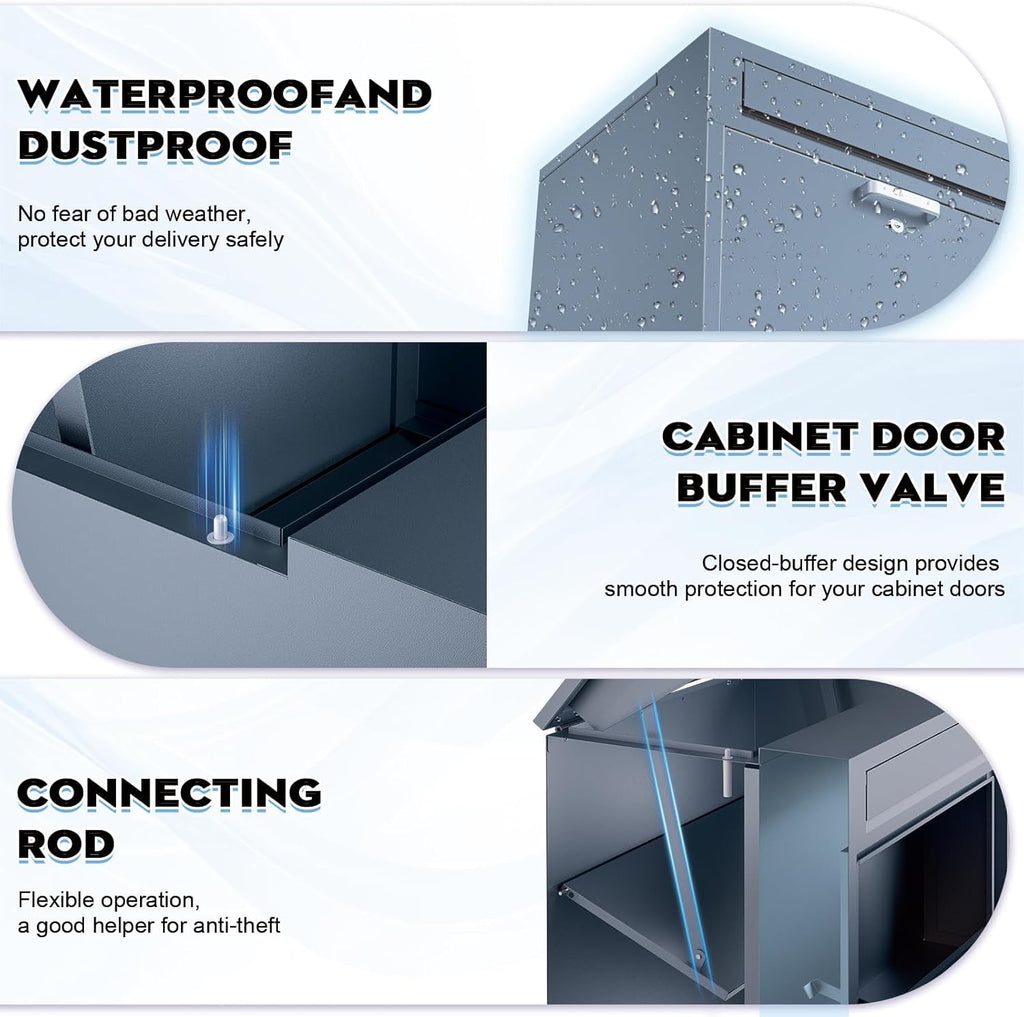 Package Delivery Boxes Drop Boxes with Secure Storage - Balck