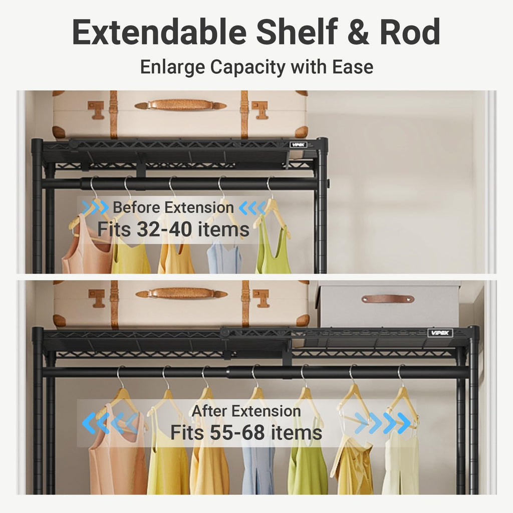 X1 Plus Expandable Heavy Duty Clothes Rack, Clothes Organizer Black
