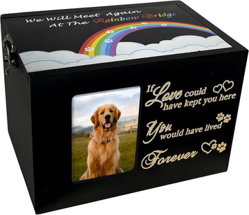 Solid Wood Pet Urns for Dog or Cat Ashes, Rainbow Bridge Memorial